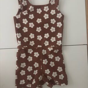 Altar'd State Kids Floral leotard- Brown and White